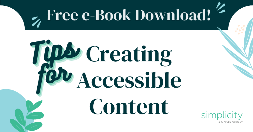 text reads: free ebook download, tips for creating accessible content